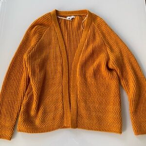 FRNCH Paris Mustard Ribbed Open-Front Cardigan Sweater | Size M/L